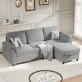 Meilocar Sectional Sofa Couch for Living Room, 79" Sectional Couches with Storage Ottoman, L Shaped Couch with Sloping Armrests, 3-Seat Sofa Couches for Small Space, Light Grey | Breathable Material