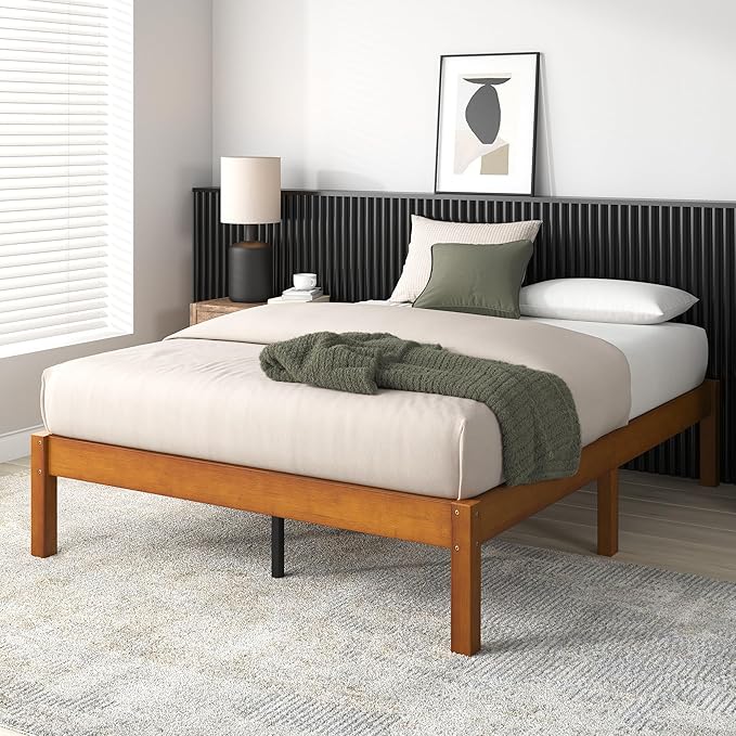 Zinus Ellie 14 Inch King Bamboo Platform Bed Frame, Wood Slat Support, No Box Spring Needed, Easy Assembly, Brown