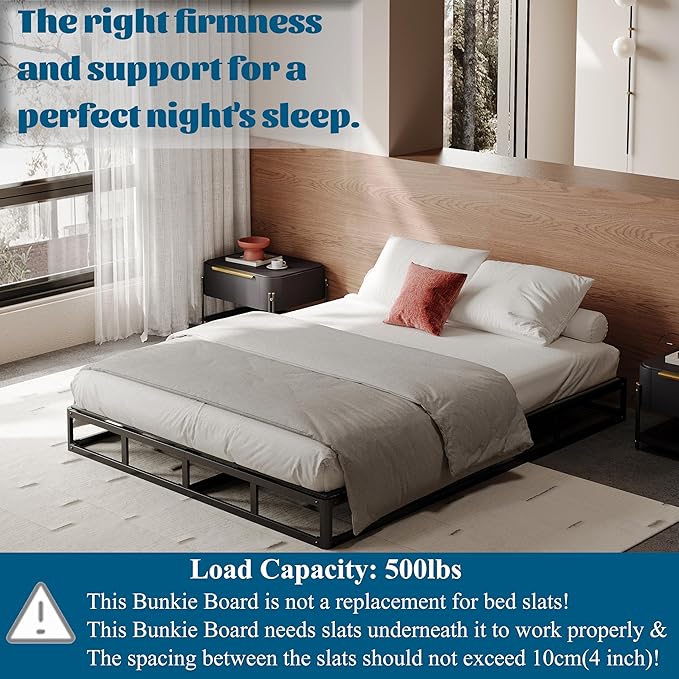 RLDVAY Bunkie Board Full, Improve Comfort and Support 8mm (Thickness), Bunky Board for Mattress/Bed, Noise Minimizing, Easy Assemble Bed Boards for Under Mattress Support