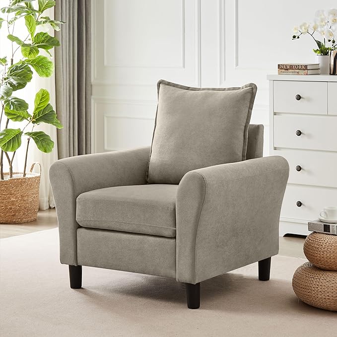 Accent Chair for Living Room, 35" Reading Chairs for Bedroom Arm Chair Modern Single Sofa Comfy Chair for Apartment, Waiting Room and Office (Beige, Chair)