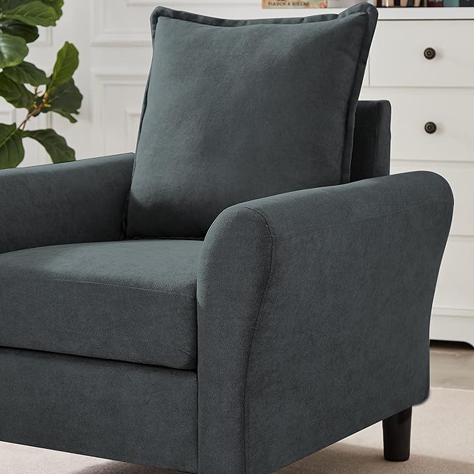 Accent Chair for Living Room, 35" Reading Chairs for Bedroom Arm Chair Modern Single Sofa Comfy Chair for Apartment, Waiting Room and Office (Dark Grey, Chair)