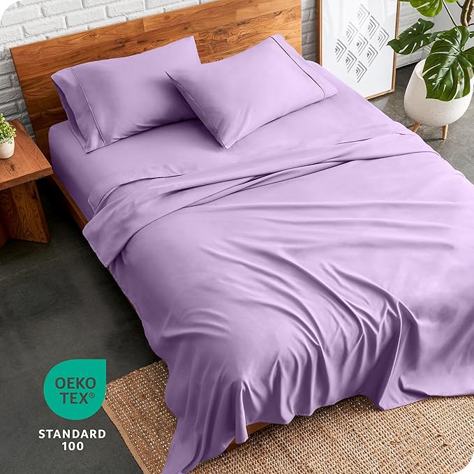 Bare Home Full XL Sheet Set - 1800 Ultra-Soft Microfiber Full Extra Long Bed Sheets - Double Brushed - Deep Pockets - Easy Fit - 4 Piece Set - Bedding Sheets & Pillowcases (Full XL, Lavender)