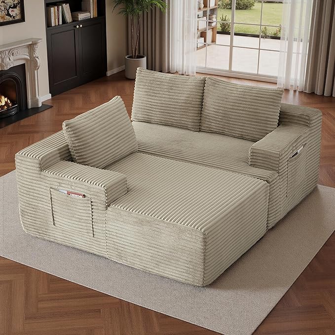 96" Sectional Couches for Living Room Cloud Couch Sofa with L-Shape Upholstered Boneless Couchs Modern Modular Sectional Couch with Chaise (Camel, 96" W+Left Facing Chaise+2Seaters)