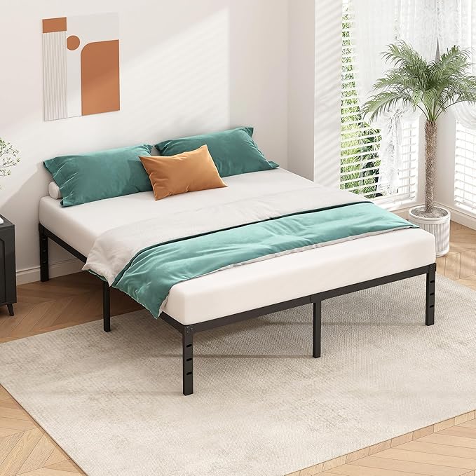 Metal Platform Bed Frame 12 Inch Tall,No Box Spring Needed,Full Size Bed with Heavy Duty Strong Support Slats,Easy to Assemble,Black