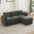 80" Cloud Modular 3 Seater Sofa with Storage Ottoman, Modern Upholstered Storage Sofa Couch Deep Seat, L Shape Sectional Sofa Chenille Comfy Couch with Armrests for Living Room, Small Space, Dark Grey | Cloud Sofa, Storage Ottoman, Storage Sofa, Deep S...