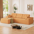 Ball & Cast 106" Cloud Sectional Couch, Compressed L-Shaped Sofa with Deep Seat Chaise, Boneless No Assembly Modular Couch, Foam & Spring Support, 2 Boxes (Left Facing, Chenille Orange)