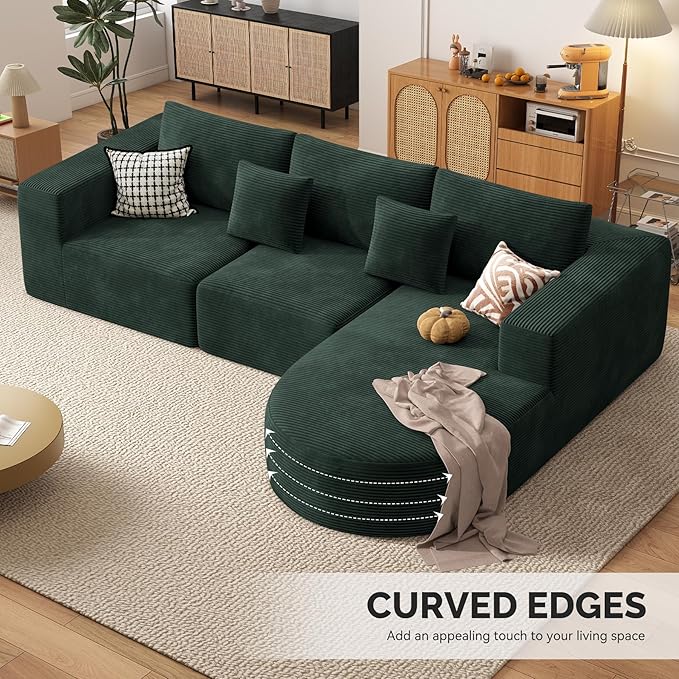 Boneless Couches for Living Room,Cloud Sectional Couch with L-Shape Chaise,Modern Modular Sofa with Deep Seat Upholstered Comfy Couches for Bedroom,No Assembly Required,1PCS