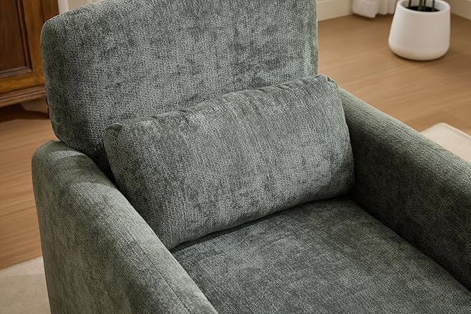GDFStudio 30" Modern Accent Chair, Upgrade Leisure Boucle Upholstered Armchair with Straight Arms and Waist Pillow, Comfy Single Sofa Chair for Living Room Bedroom Office Apartment, Antique Green