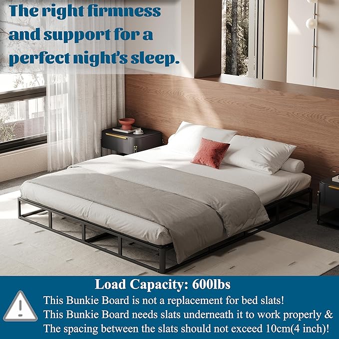 RLDVAY Bunkie Board King, Large Double Bed Support Under Mattress, Light and Thin/Breathable/Noise Minimizing Bunky Boards, Whole Bed Board Design (No Spacing), Low Profile Bed Board