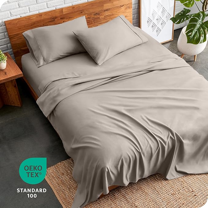 Bare Home King Sheet Set - 1800 Ultra-Soft Microfiber King Bed Sheets - Double Brushed - Deep Pockets - Easy Fit - 4 Piece Set - Bedding Sheets & Pillowcases (King, Khaki)