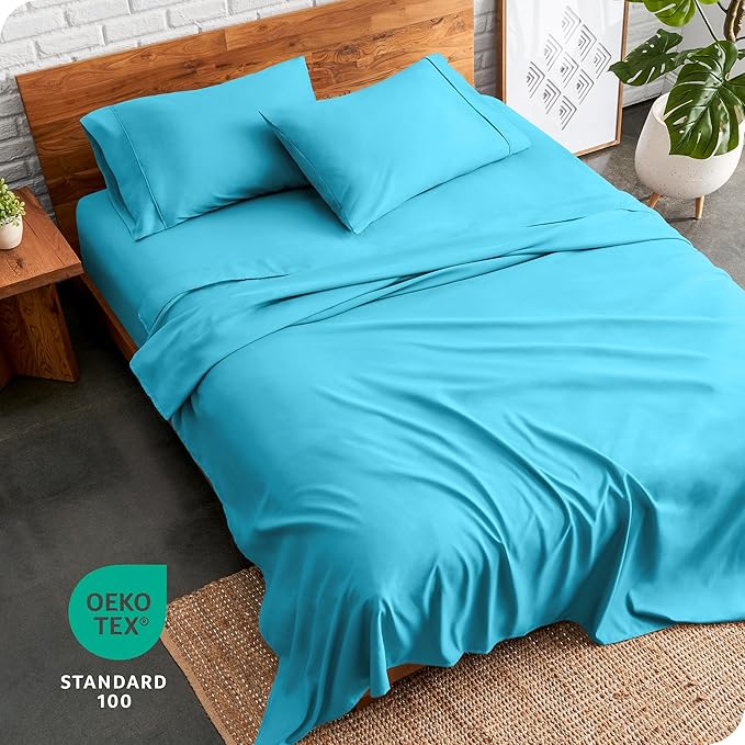 Bare Home Twin XL Sheet Set - 1800 Ultra-Soft Microfiber Twin Extra Long Bed Sheets - Double Brushed - Deep Pockets - Easy Fit - 3 Piece Set - Bedding Sheets & Pillowcases (Twin XL, Aqua)