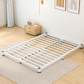 4 Inch Queen Bed Frame, Metal Platform Bed Frame with Round Corner Legs, 3500 lbs Heavy Duty Steel Slats Support, No Box Spring Needed, Noise Free, Easy Assembly, White