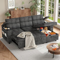 Garvee Couches for Living Room, 84'' Sofa Bed，l-Shaped Sectional Sleeper Sofa with Pull Out Bed，Reversible Storage Chaises， Hidden Storage Armrests，Cup Holders & USB Charging Ports