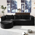 Hobestluk 96" Cloud Sectional Couch Modern Boneless Couch 3 Seater with Oversized Chaise L Shaped Modular Sofa Couches for Living Room Apartment No Assembly Required (Stripe Black,Left Facing Chaise)