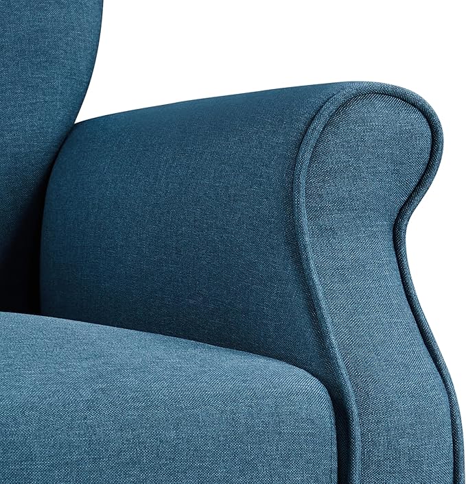 Yaheetech Modern Armchair, Mid Century Accent Chair with Sturdy Wood Legs and High Back for Small Space, Upholstered Fabric Sofa Club Chair for Living Room/Bedroom/Office, Set of 2, Navy Blue