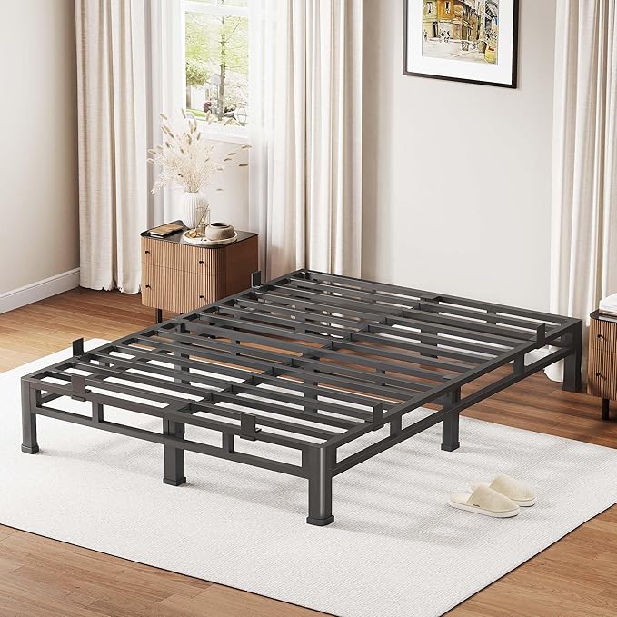 ROIL 10 Inch King Bed Frame, Metal Bed Frame & Box Spring 2 in 1 Platform with Round Corner Legs, 4000LBS Double Layer Low Profile Metal Platform Mattress Baffles, Noise-Free Easy Assembly