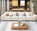 4 Seat Modular Sofa, 157.5'' Oversized Modern Corduroy Sectional Couch with Removable Armrest and Pillow, Upholstered Cloud Deep Seat Sofa for Living Room, Beige