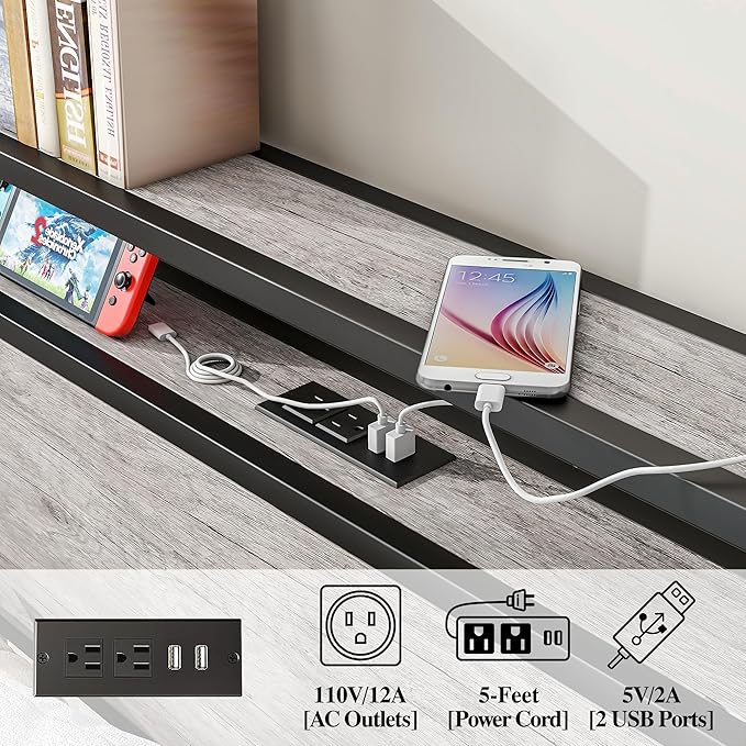 BOFENG Twin Bed Frame with Wood Storage Headboard/USB Charging Station,Heavy Duty Metal Single Platform Bed Frames No Box Spring Needed,Heavy Duty Metal Slats,Noise Free,Greige