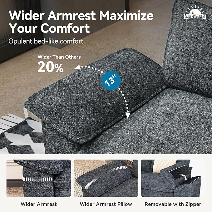 Sofa and Loveseat Set, Oversized Chenille Modular Love seat and 3-Seat Couch with Pillows, 2 Piece Modern Cloud Sectional Deep Seat Sofa Furniture Set for Living Room, Cyan