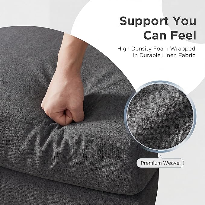 YESHOMY L-Shaped Sofa Couch, Small Couch with Reversible Chaise and Ottoman, Convertible Sectional Comfy 3 Seat Sofas with Side Pockets for Apartment and Living Room (Dark Gray)
