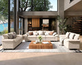 3 Piece Living Room Sofa Furniture Set, Corduroy Modular 2 Loveseat and 3-Seat Couch with Pillow, Oversized 7-Seat Modern Sectional Cloud Deep Sofa for Apartment, Beige