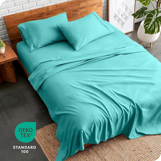 Bare Home Split King Sheet Set - 1800 Ultra-Soft Microfiber Bed Sheets - Double Brushed - Deep Pockets - Easy Fit - 5 Piece Set - Bedding Sheets & Pillowcases (Split King, Turquoise)