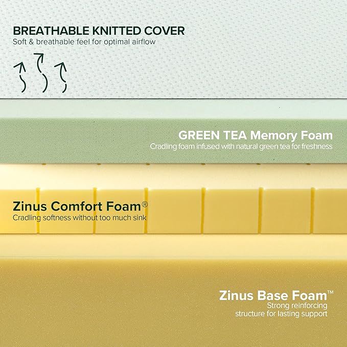 Zinus Memory Foam 12 Inch Green Tea Mattress, Full