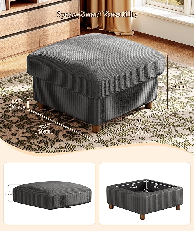 Kidirect 70in L Shaped Couch, Modular Sofa No Tool Assembly, Comfy Sectional Couches for Living Room 21in Deeper Seats, Corduroy Sofas for Living Room with 2 Pillows, Loveseat Sofa Set, Grey Couch | Comfy Corduroy, Oversized 70in Couch, 700LB Tough, To...
