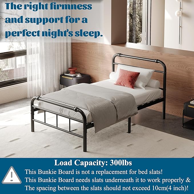 RLDVAY Bunkie Board Twin, Non-Slat Spacing Design, Low Profile Bed Board - Support Under Mattress, Light/Breathable/Noise Minimizing Bunkie Boards 8MM Thick, Under Bed Support