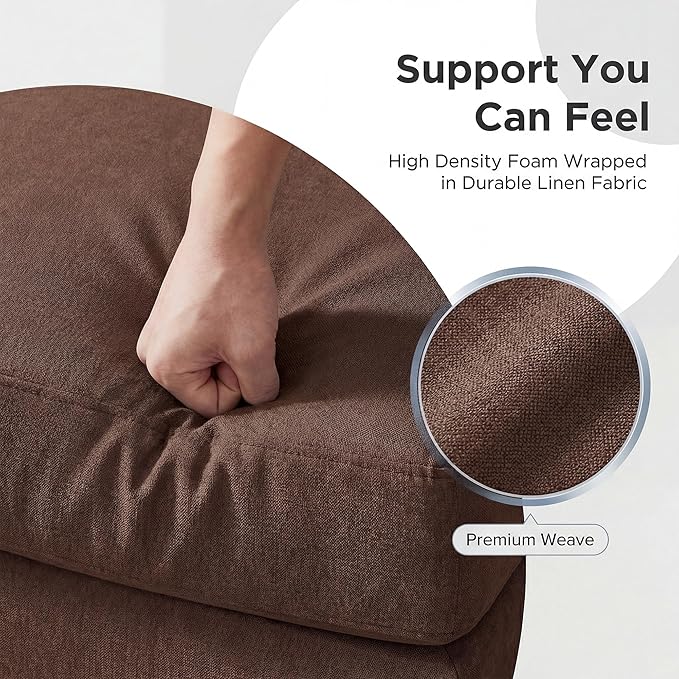 YESHOMY L-Shaped Sofa Couch, Small Couch with Reversible Chaise and Ottoman, Convertible Sectional Comfy 3 Seat Sofas with Side Pockets for Apartment and Living Room (Brown)