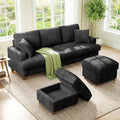 Kidirect 87in U Shaped Couch, Modular Sofa No Tool Assembly, Comfy Sectional Couches for Living Room 21in Deeper Seats, Corduroy Sofas for Living Room with 2 Pillows, Loveseat Sofa Set, Black Couch | Comfy Corduroy, Oversized 87in Couch, 850LB Tough, T...