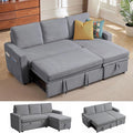 79" Sectional Sofa Couch, L Shaped Sleeper Sofa Bed with Reversible Storage Chaise, Side Pockets, Durable Cushions, Convertible Pull Out Bed Couch for Living Room, Light Grey