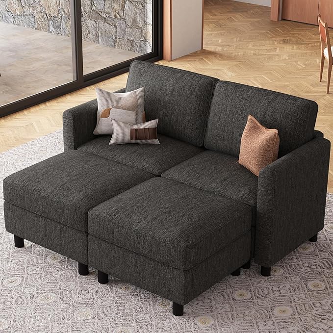 Belffin 58.3" Modular Sectional Sofa 4 Seats Sleeper Sofa Washable Sectional Couches for Living Room Comfy Couches with Storage Seat Couch Sofas with Chaise,Dark Grey