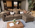 L Shaped Modular Cloud Couch, 123.6'' Comfy Chenille Sectional Sofa with Wider Armrest and Ottoman, Upholstered 4-Seat Modern Deep Seat for Bedroom Living Room, Taupe