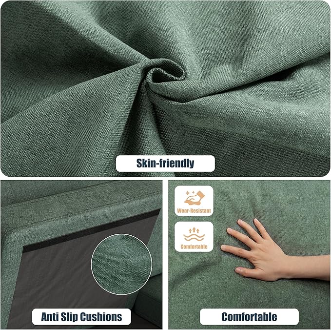 Meilocar Sectional Couches for Living Room, 106 in U Shaped Couch Soft Sectional Sofa with Double Chaise, Comfortable Fabric 4 Seat Sofa Couch for Apartment (Green)