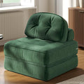 Dowinx Folding Sofa Bed with Pillow, Convertible Comfy Couch Bed for Adults Home Lounge and Gaming, Modern Comfortable Design for Apartment Living Room Bedroom, Single, Ribbed Velvet, Green