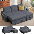 Sleeper Sofa Bed, Convertible L Shaped Sofa | Pull Out Bed with Reversible Storage Chaise | Layered Storage | Side Pockets | 3-Seater Comfy 79" Sectional Pullout Couch for Living Room, Dark Grey