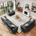 PHI VILLA Cloud Modular Couches Sets, 3 Pieces Large Sectional Sofa Set with Loveseats & Single Sofa, 6-Seater Upholstered Couch for Living Room, Chenille Fabric, Dark Cyan
