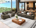 2 Piece Living Room Sofa Furniture Set, Oversized Chenille Modular Loveseat and 3-Seat Couch with Pillow, Modern 5-Seat Cloud Sectional Deep Seat for Apartment, Smoky Grey