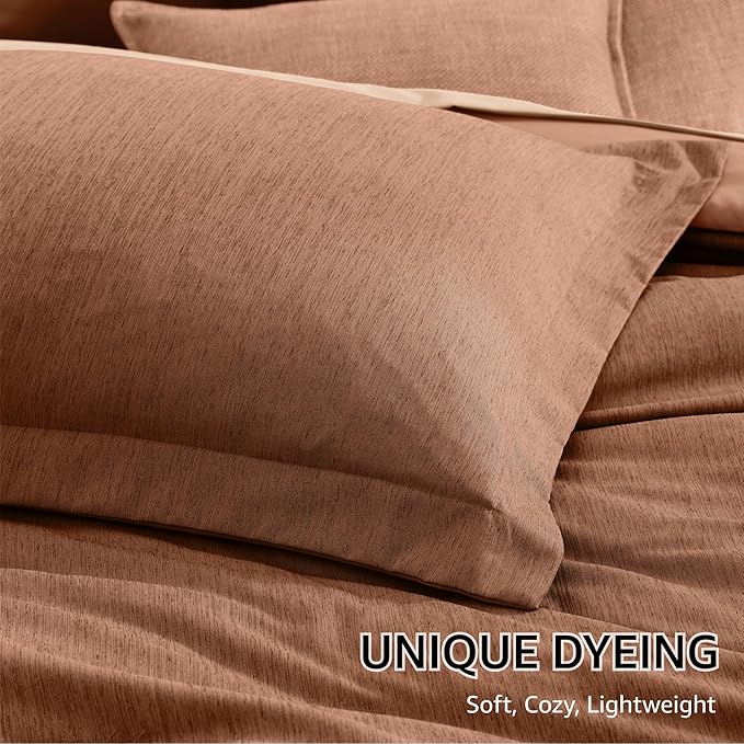 Monbix Super King Plus Comforter Set, Autumn Leaf Cationic Dyeing Bedding Set Reversible, Bed in a Bag 7 Pieces with Comforter, Sheets, Pillowcases & Shams