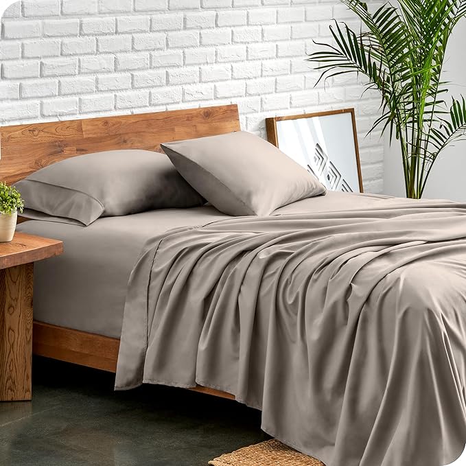 Bare Home Twin XL Sheet Set - 1800 Ultra-Soft Microfiber Twin Extra Long Bed Sheets - Double Brushed - Deep Pockets - Easy Fit - 3 Piece Set - Bedding Sheets & Pillowcases (Twin XL, Khaki)
