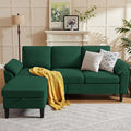79" Convertible Sectional Sofa, Modern Linen Small L Shaped Couch with Reversible Chaise and Storage Ottoman, 3-Seat Sofa Couches for Living Room, Office, Apartment, Green