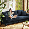 83" Couches for Living Room, Comfy Sofas for Living Room, Teddy Sofa Couch, Tool-Free Setup Loveseat Sofa, All-Wood Love Seat Couches, Small Couch 2 Pillows Included, Slate Blue