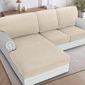 H.VERSAILTEX 2025 New Sectional Couch Covers 6 Pieces Stretch Sofa Covers for Sectional Sofa Set Separate L Shaped Couch Cover for Both Left/Right Couch (Seat and Back: 1 Chaise + 2 Sofa, Natural)