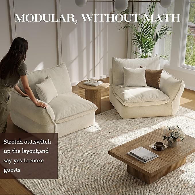 81'' Down Blend Loveseat, Deep Seat Cloud Sofa with Feather-Filled Cushions, Ultra Soft Sink-in Comfort Couch for Living Room, Modern Oversized Sofa – Ivory White