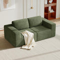 Vesgantti 80" Modular Sectional Sofa, Corduroy Cloud Couch with Deep Seating & Spring Support, 2 Seater Compact Modular Couch, Boneless Sectional Sofa for Small Spaces, No Assembly Required, Green