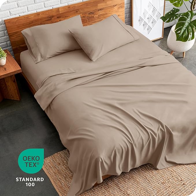 Bare Home Full XL Sheet Set - 1800 Ultra-Soft Microfiber Full Extra Long Bed Sheets - Double Brushed - Deep Pockets - Easy Fit - 4 Piece Set - Bedding Sheets & Pillowcases (Full XL, Pebble)