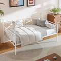 VECELO Twin Daybed Frame, Metal Day Bed with Stylish Headboard, Multifunctional Platform Beds for Bedroom, Living Room, Guest Room, No Boxing Spring Needed, Pure White