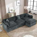 Setawix Deep 3 Seater Couch with Ottoman,112.2" L-Shaped Cloud Couches for Living Room,Chenille Cloud Sofa Couch with Deep Seat,Modular Sectional L Shape 3 Seat Sofa for Bedroom. (Grey, 3+1)