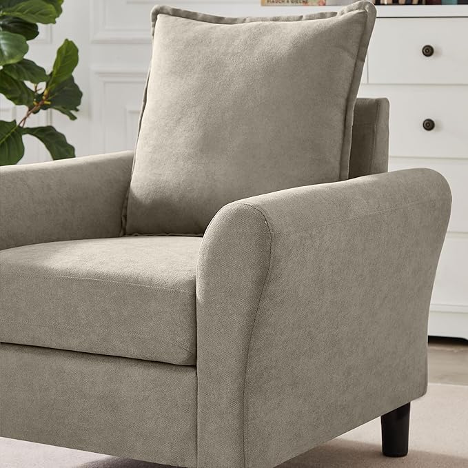 Accent Chair for Living Room, 35" Reading Chairs for Bedroom Arm Chair Modern Single Sofa Comfy Chair for Apartment, Waiting Room and Office (Beige, Chair)